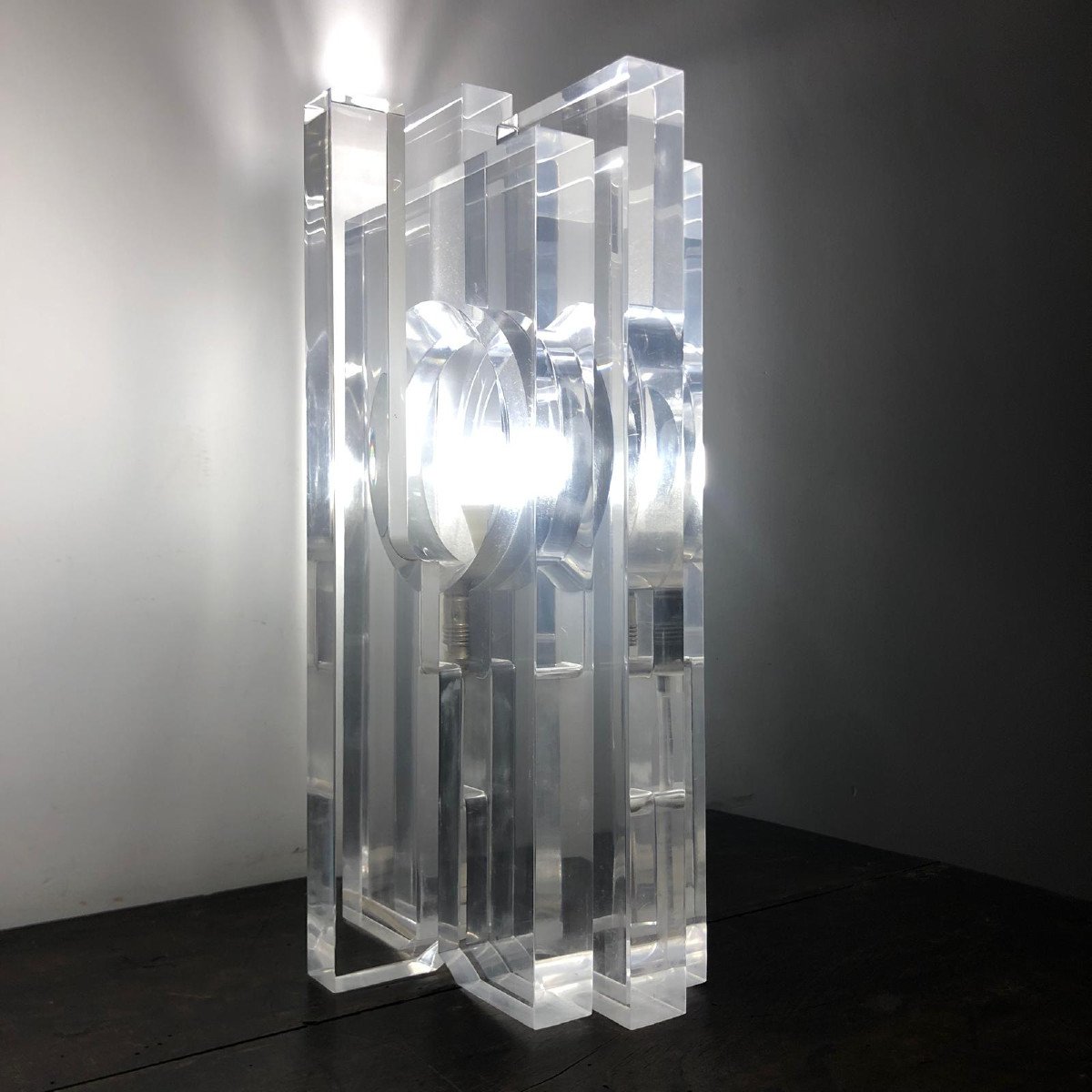 Pair Of Plexiglass Lamps By Sandro Petti For Jansen-photo-3