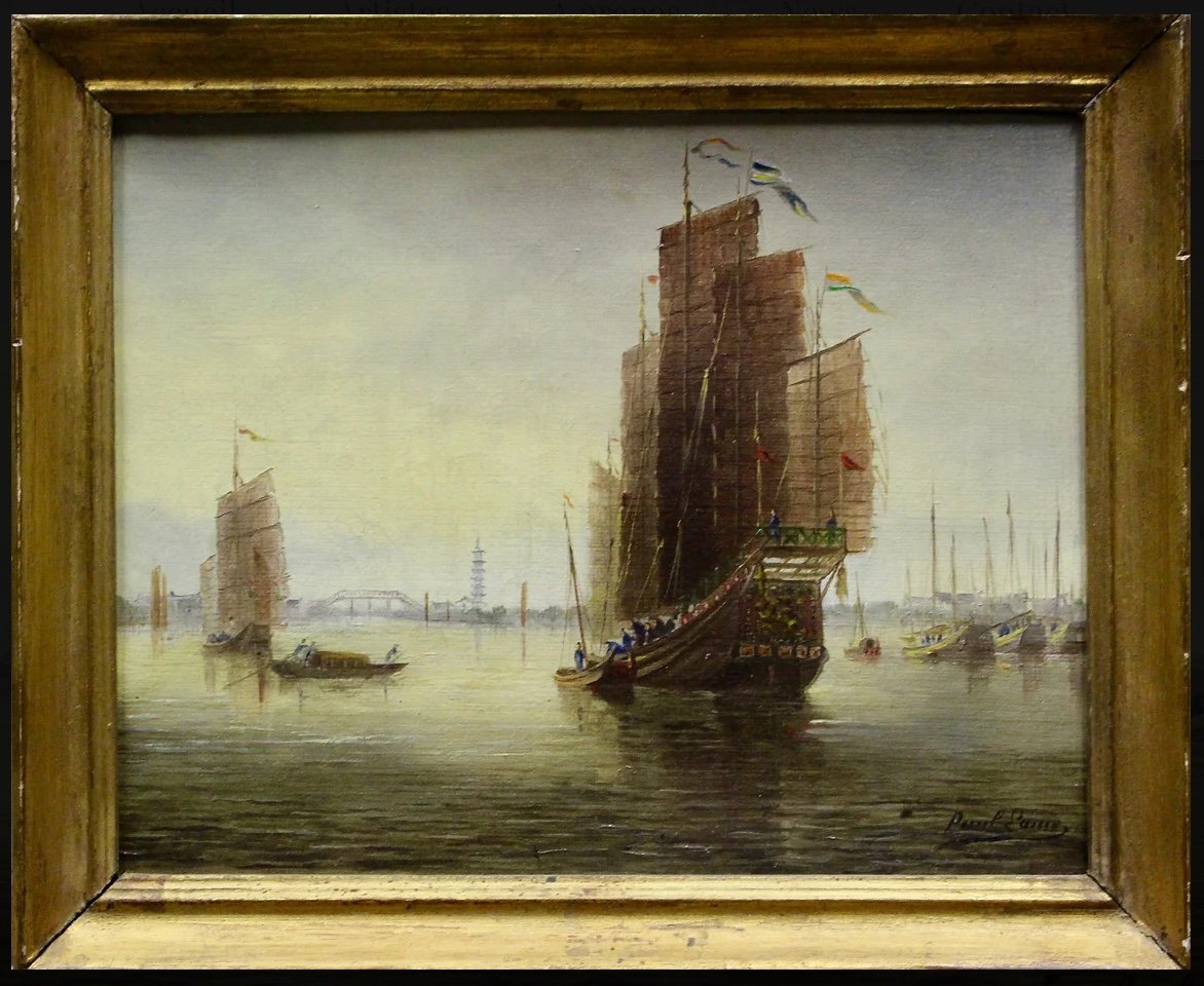 The Pearl River. Cantons - Paul Louis - Oil On Canvas Signed Circa 1880