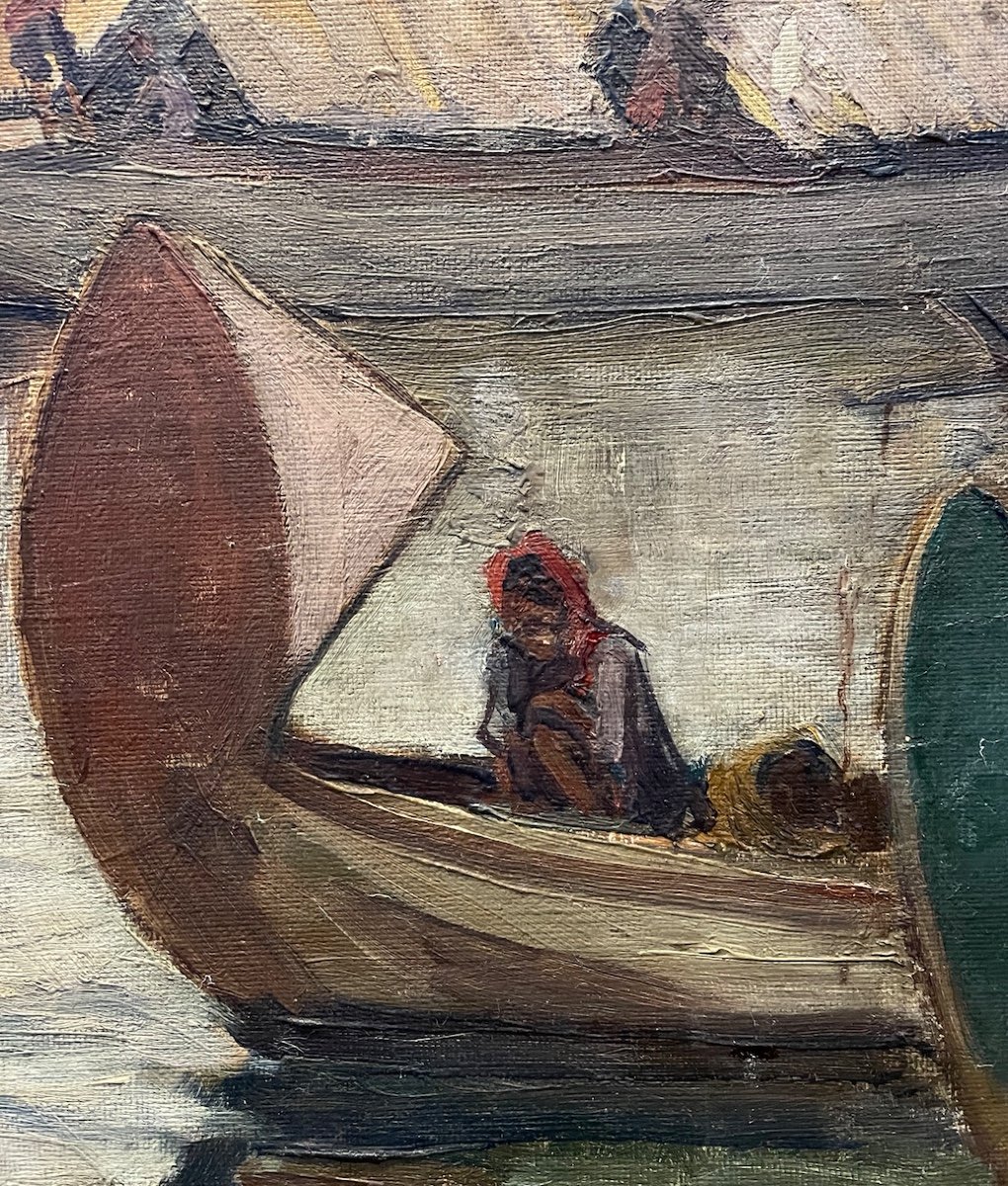 Bateaux - Henry Van Velthuysen - Huile Sur Toile Signée et datée de 1930 - Indonésie-photo-4