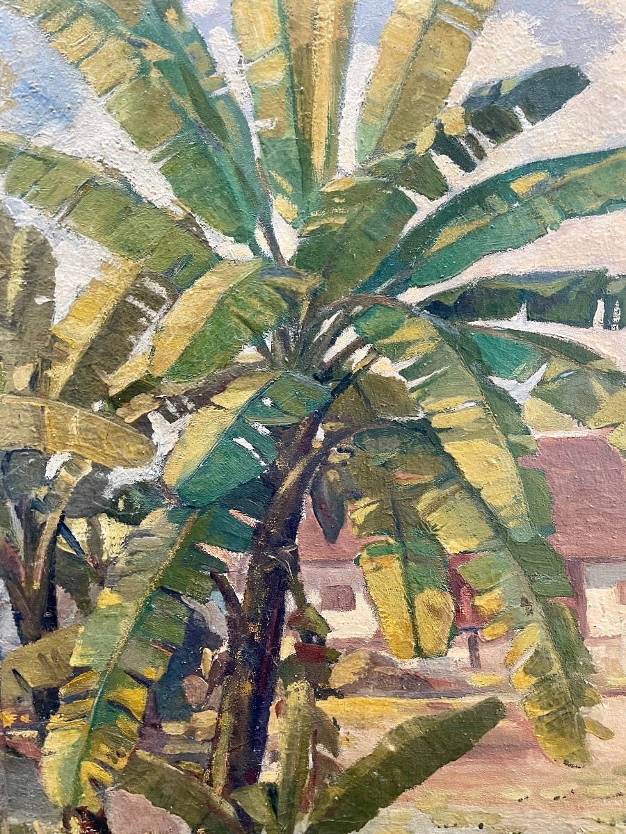 Washerwoman Under The Banana Trees - Circa 1930 - Nguyen Mai Thu - Oil On Canvas - Vietnam - Hanoi-photo-3
