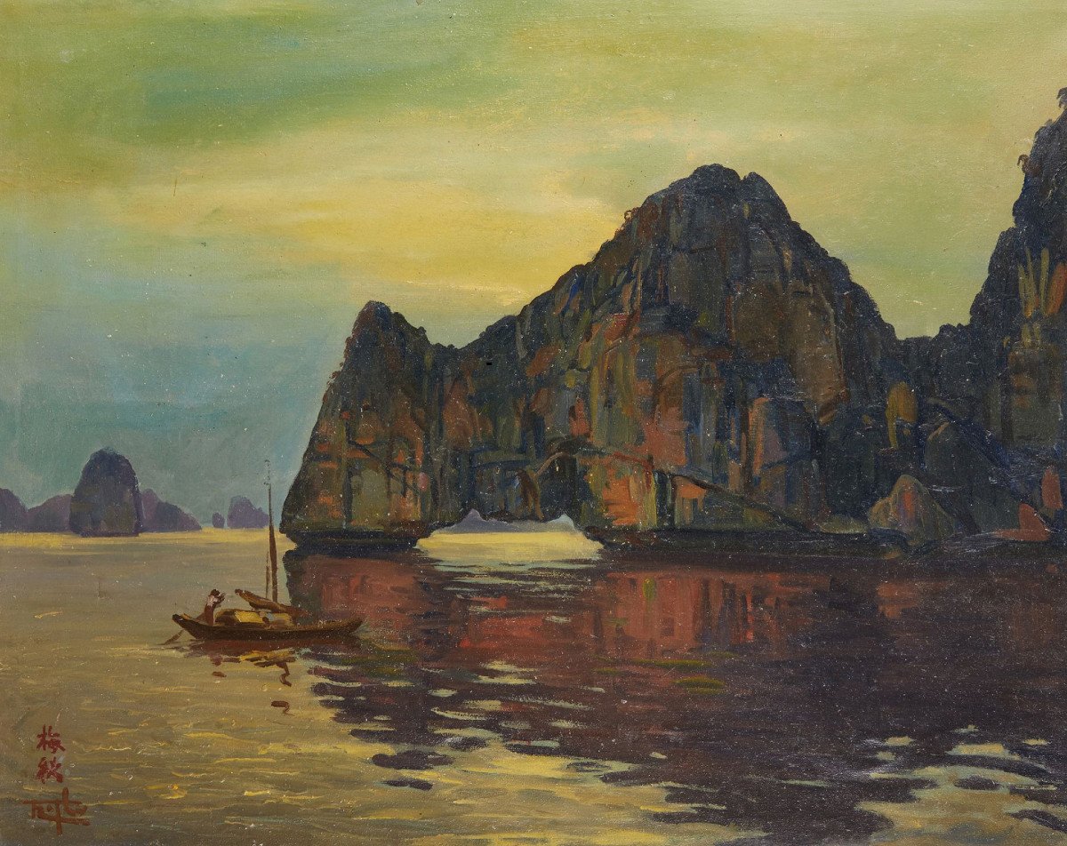 Lavandière Sous Les Bananiers - Vers 1930 - M. Thu - Huile Sur Toile - Vietnam - Hanoï-photo-1