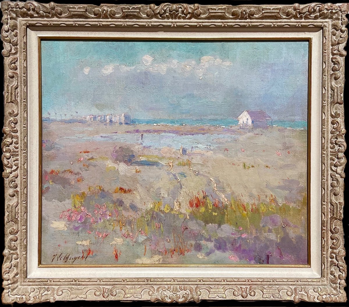 Plage Du Lido - Venise - A. Le Mayeur De Merprès - Huile Sur Toile (Marouflée) - 45 X 53.5 Cm