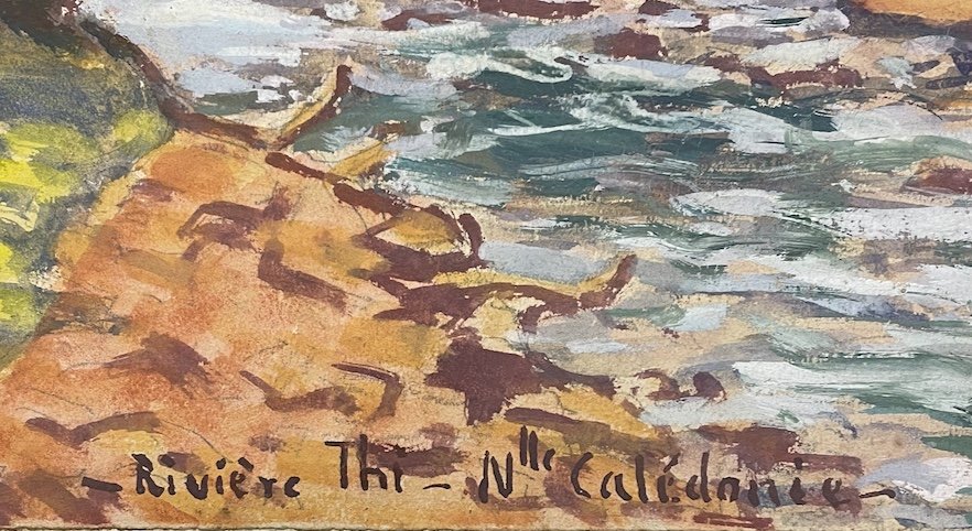 Paul Mascart (1874-1958) "Rivière Thi - Nouvelle Calédonie" Aquarelle et Gouache , Signée -photo-3