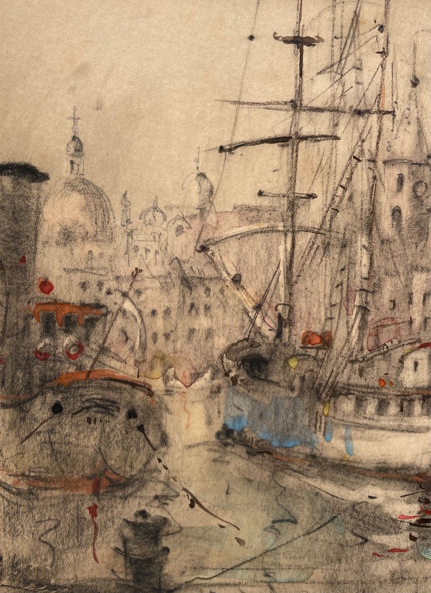 "massilia" - Adrien Jean Le Mayeur De Merprès - Watercolor And Charcoal On Paper-photo-2