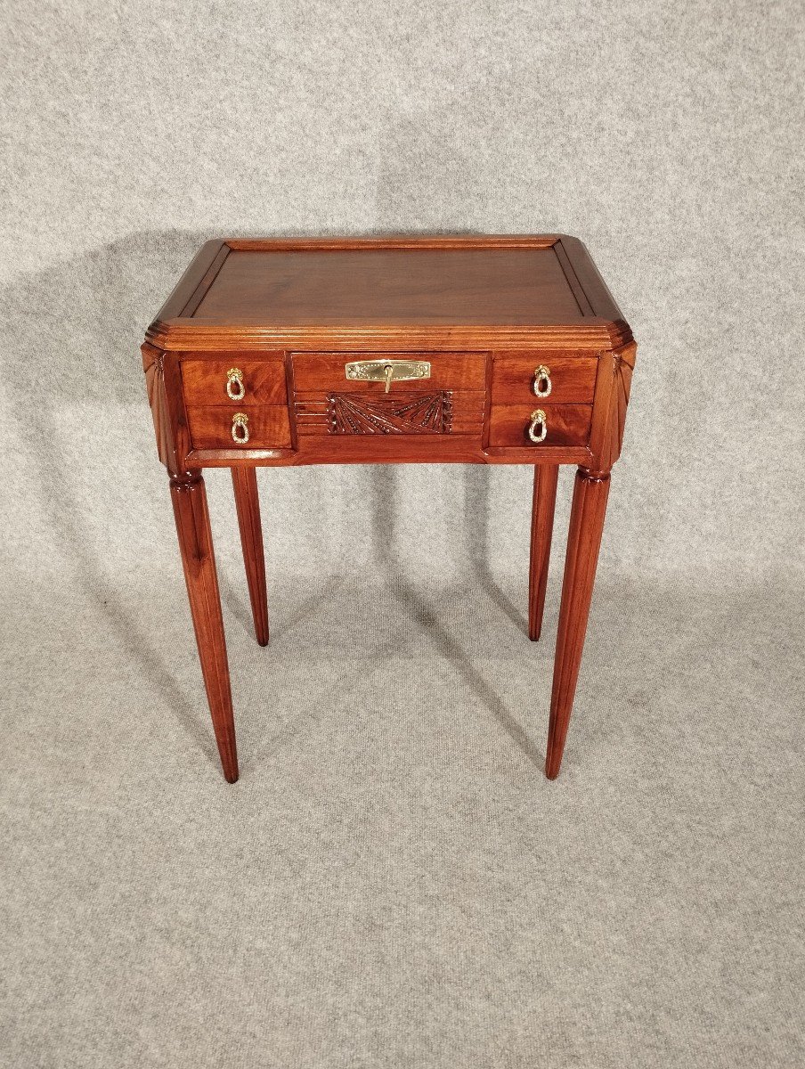 Small Art Deco Storage Table Circa 1930 In Walnut