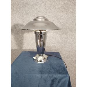 Art Deco Desk Lamp In Nickel Plated Metal
