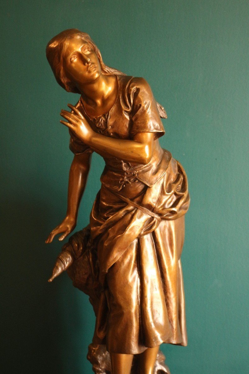 Mathurin Moreau - Sculpture En Bronze XIXème - Jeanne d'Arc 69cm-photo-2