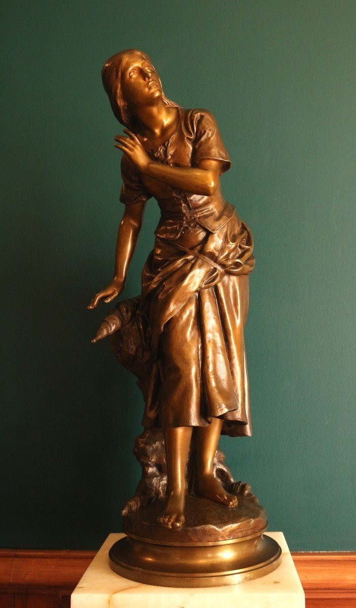 Mathurin Moreau - Sculpture En Bronze XIXème - Jeanne d'Arc 69cm-photo-2