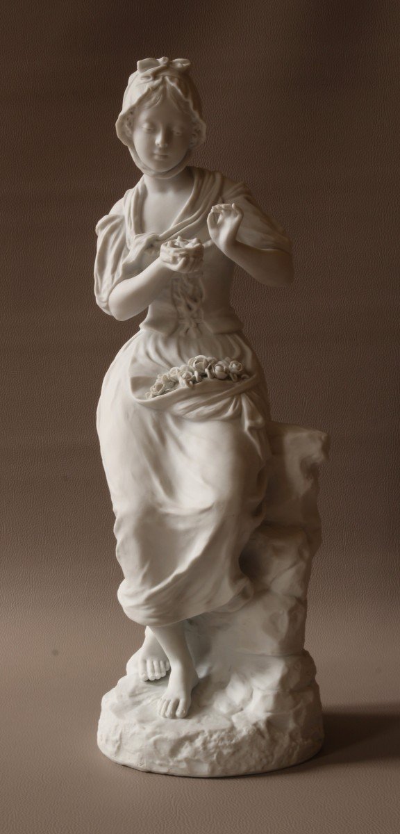 Sculpture En Biscuit De Porcelaine XIXème - Jeune Fille Aux Oisillons - G. Levy-photo-3