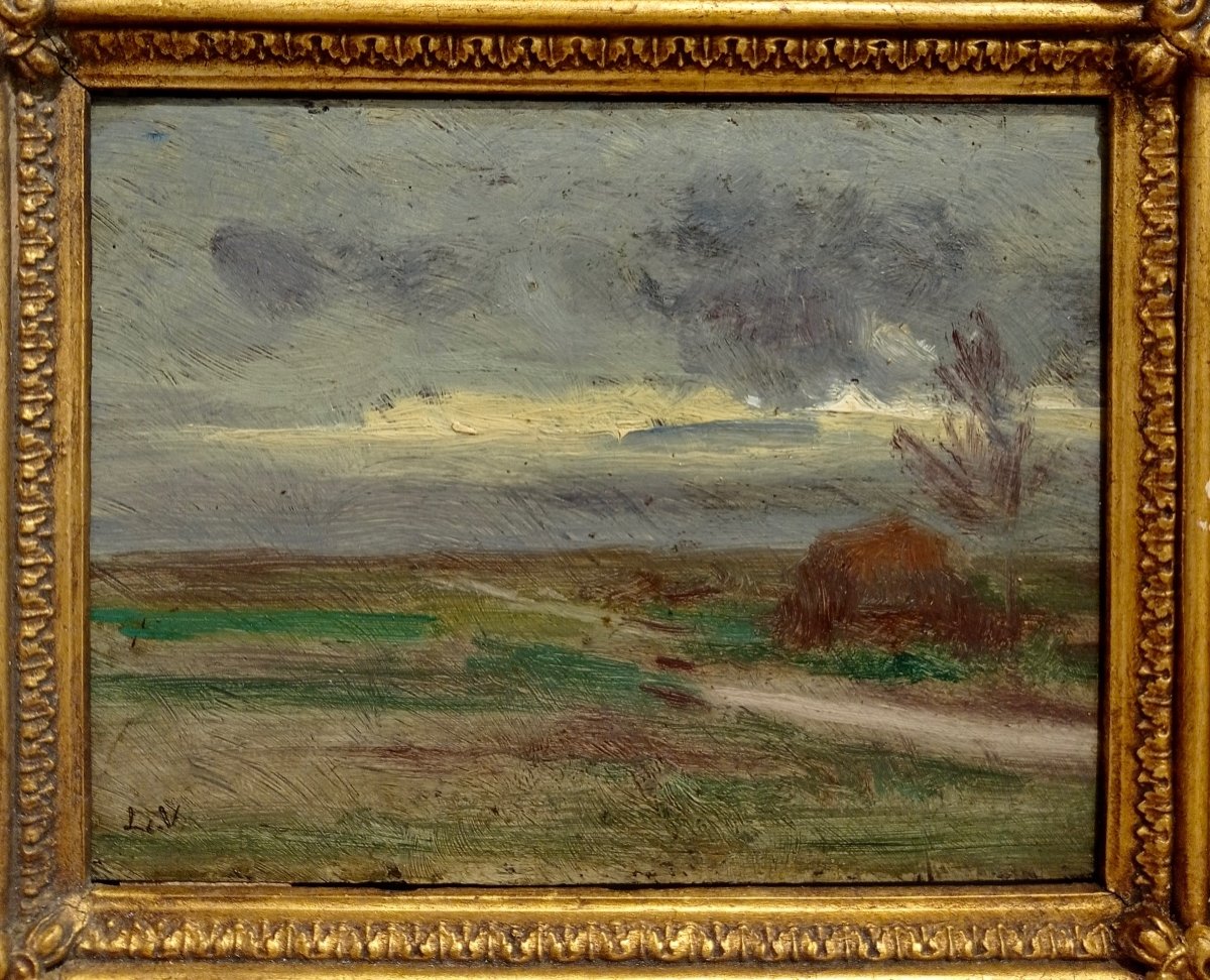 Oil On Panel 19th Century, Signature Lv-photo-2