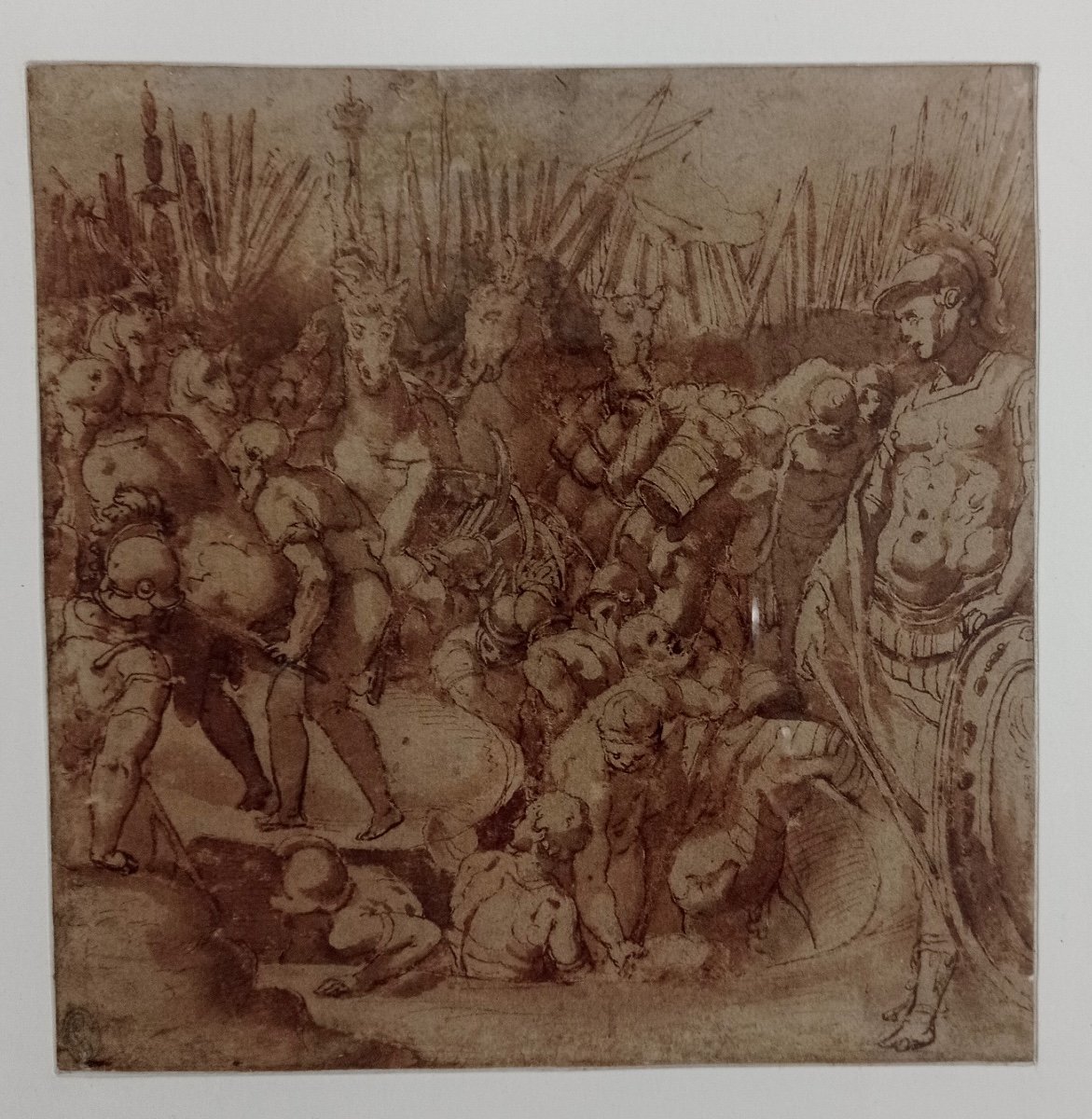 Taddeo Zuccaro (1529-1566) , Scène De Campement Romain, Plume Et Lavis Brun Sur Papier.-photo-4