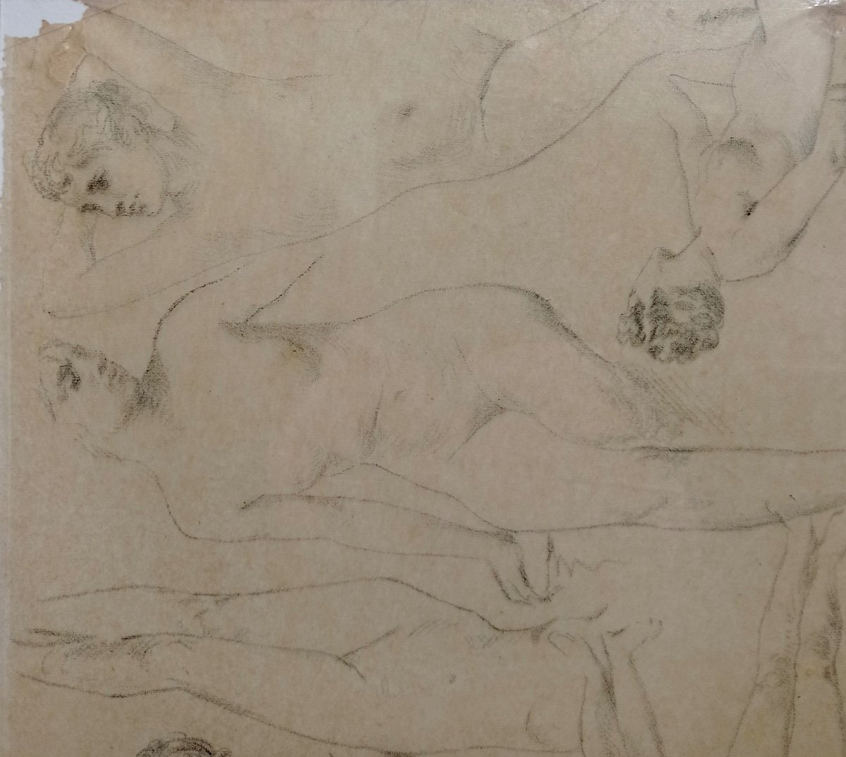 Henri Fantin-latour, Drawing On Tracing Paper, 19th Century, Study Of Nudes-photo-2