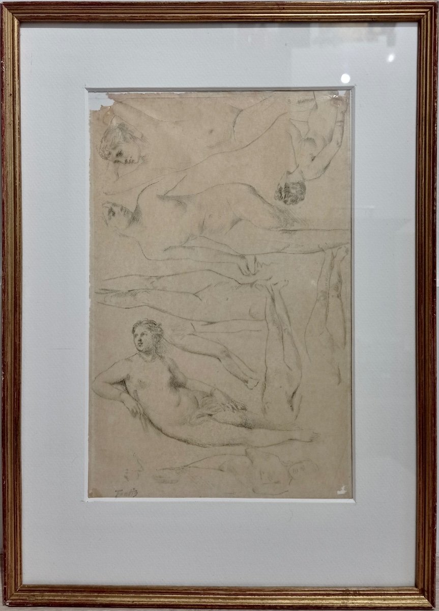 Henri Fantin-latour, Drawing On Tracing Paper, 19th Century, Study Of Nudes