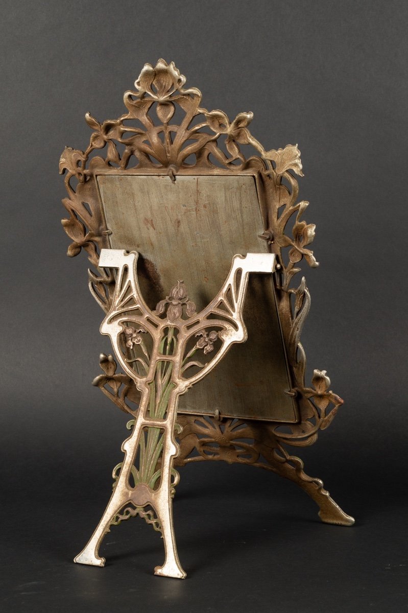 Miroir De Table, Art Nouveau, Métal Peint, Vers 1900.  -photo-2