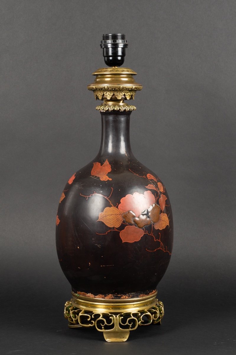 Vase - Lampe, Porcelaine Laquée, Japon, Arita, époque Edo / Meiji, XIXe Siècle.-photo-1