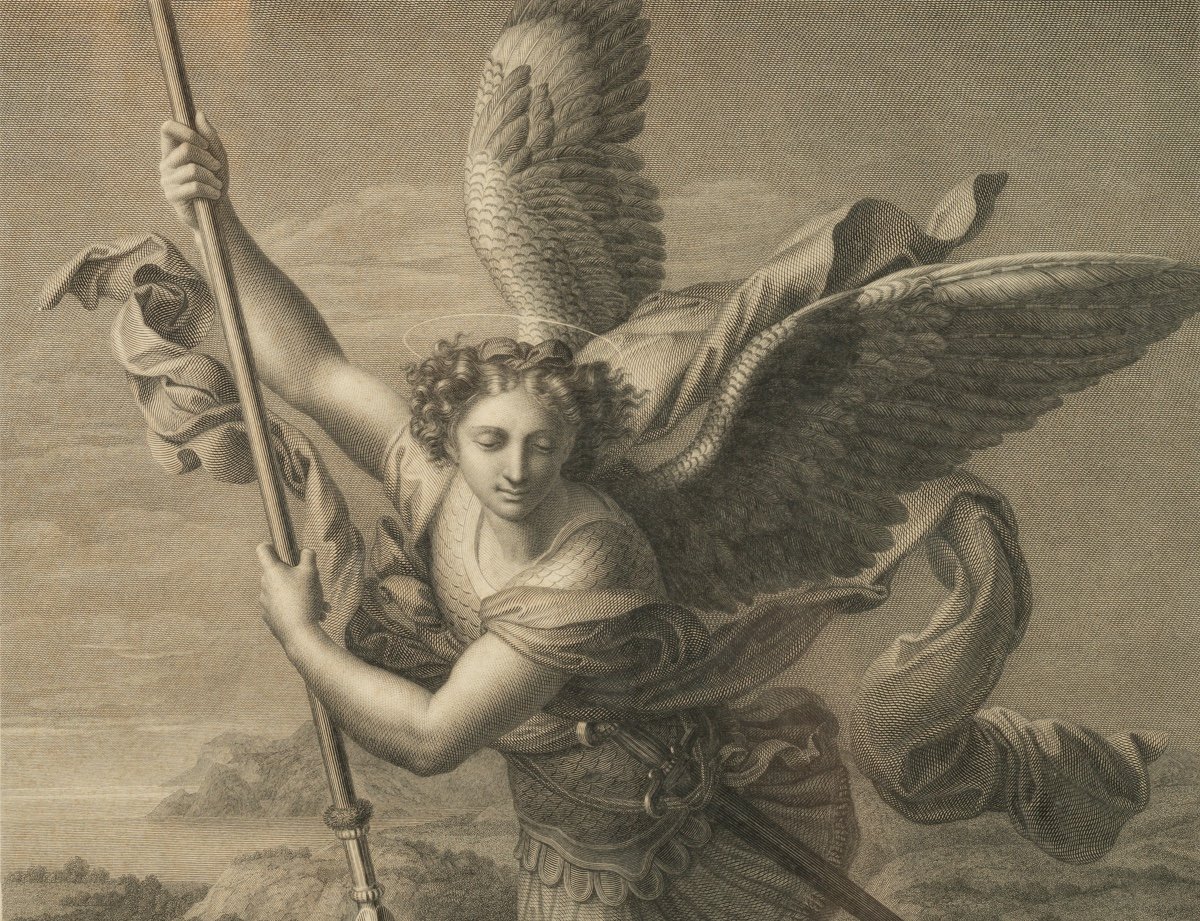 Archangel Saint Michael, Engraving After Raphaël d'Urbino, Henri Guillaume Chatillon (1780-1856),-photo-4