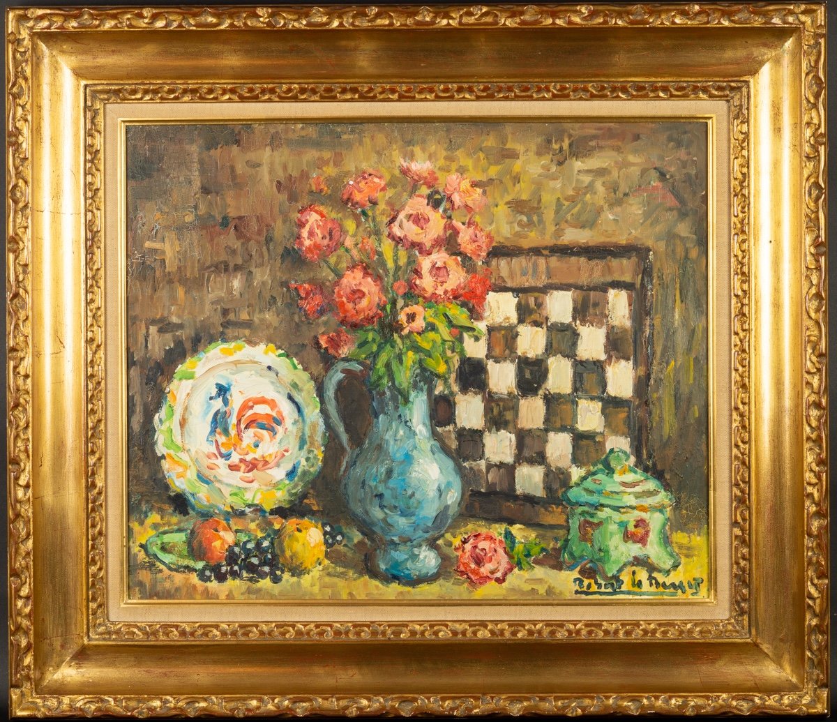 Nature Morte, Huile Sur Toile, Expressionnisme, France, 1ère Moitié Du 20ème Siècle, Signé.  