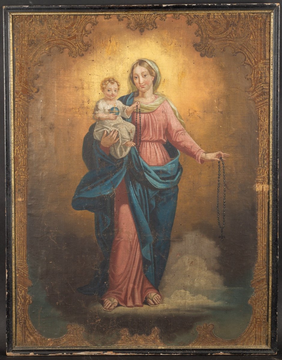 La Vierge à l'Enfant, Huile Sur Bois, Classicisme, France, XVIIIe / XIXe Siècle.  -photo-2