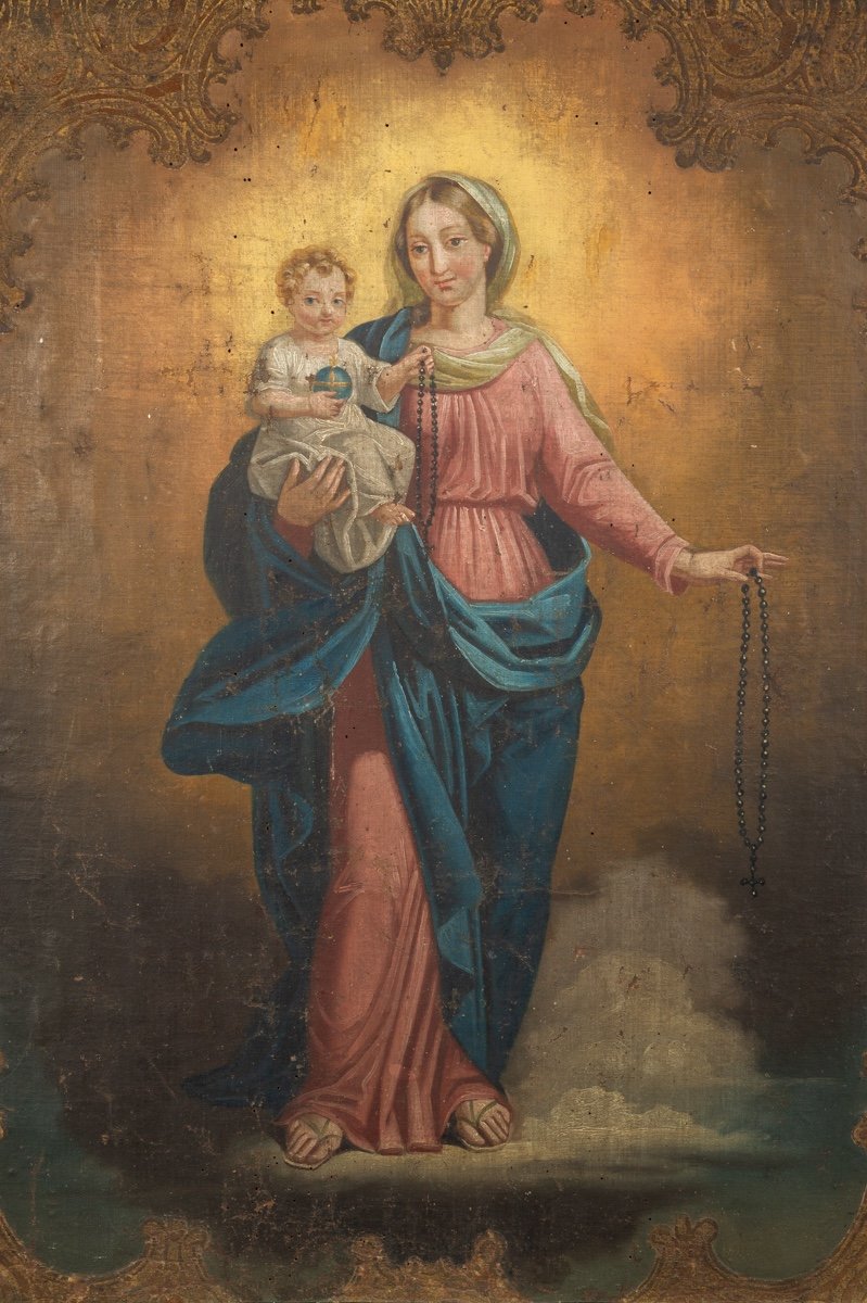 La Vierge à l'Enfant, Huile Sur Bois, Classicisme, France, XVIIIe / XIXe Siècle.  -photo-3