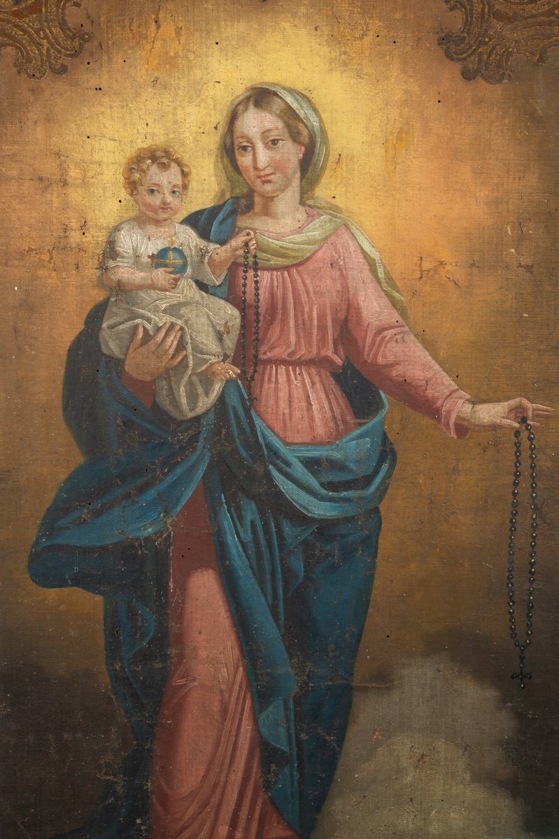 The Virgin And Child, Oil On Wood, Classicism, France, 18th / 19th Century.-photo-4