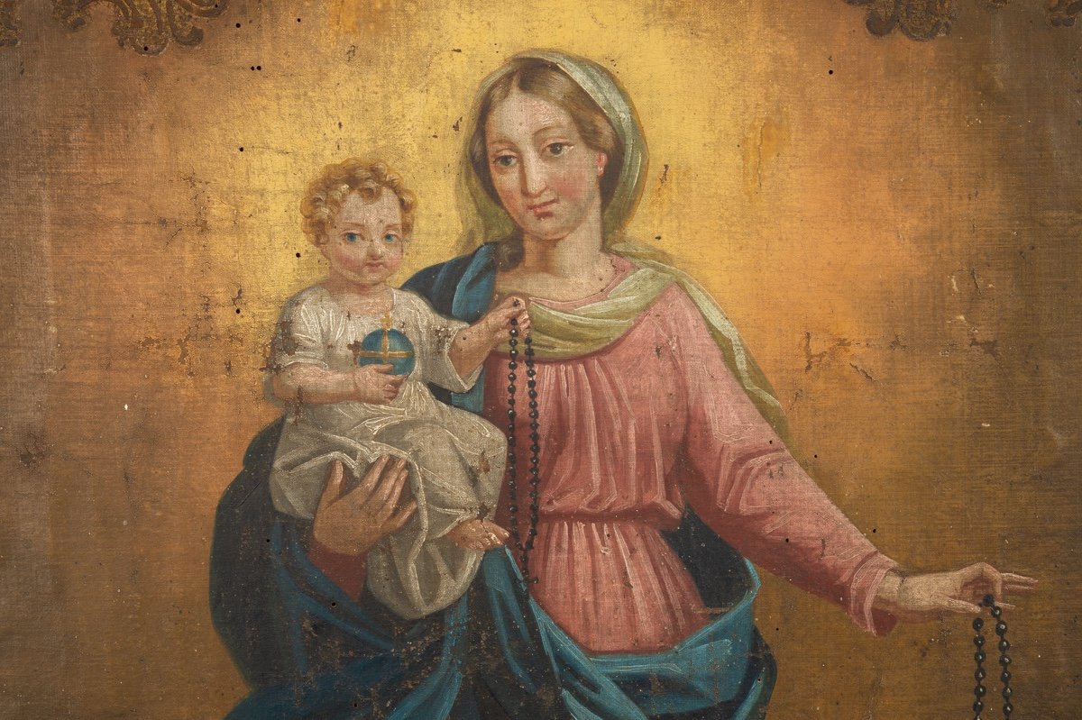 La Vierge à l'Enfant, Huile Sur Bois, Classicisme, France, XVIIIe / XIXe Siècle.  -photo-1