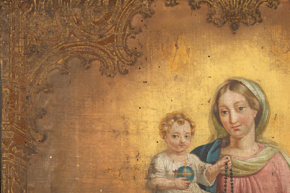 La Vierge à l'Enfant, Huile Sur Bois, Classicisme, France, XVIIIe / XIXe Siècle.  -photo-4