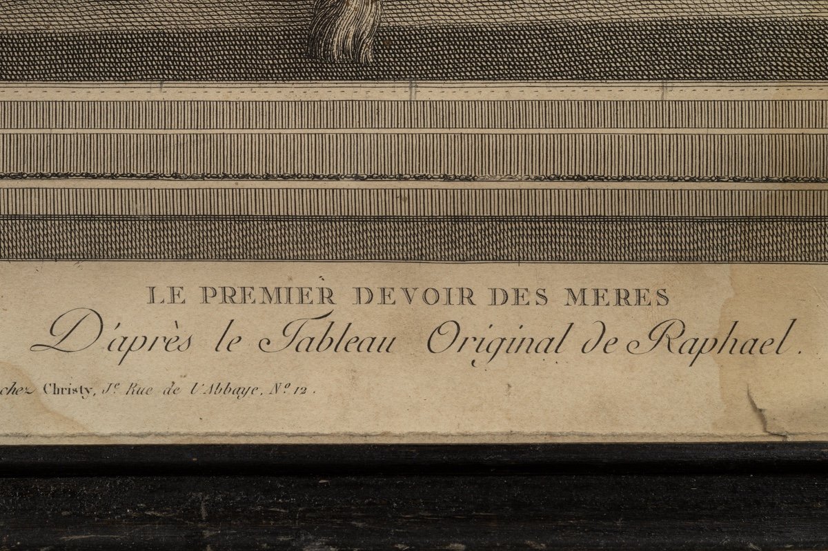 Le Premier Devoir Des Meres, Gravure Sur Cuivre, Vincenzo Vangelisti, d'Après Raphaël d'Urbino-photo-7