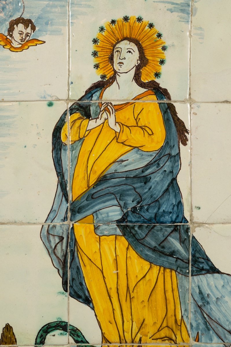 Immaculata Sur 12 Carreaux d'Azulejos, Baroque, Espagne, XVIIIe Siècle.-photo-1