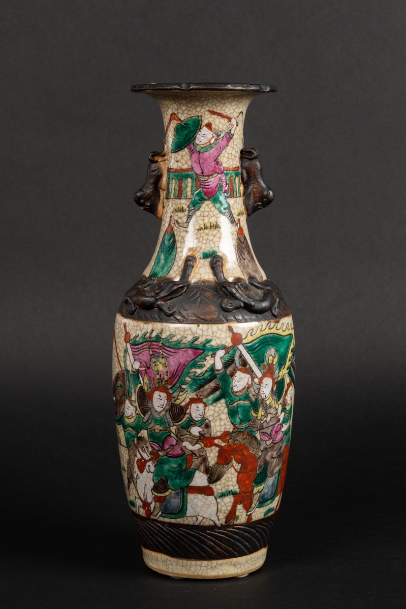 Vase Avec Guerriers, Nankin, Chine, XIXe / XXe Siècle 