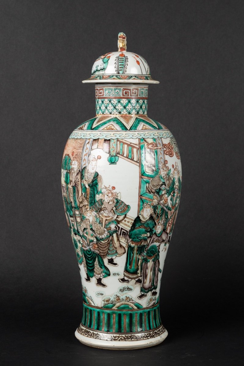 Vase à Figures, Famille Verte, Chine, Dynastie Qing, XIXe Siècle.-photo-2