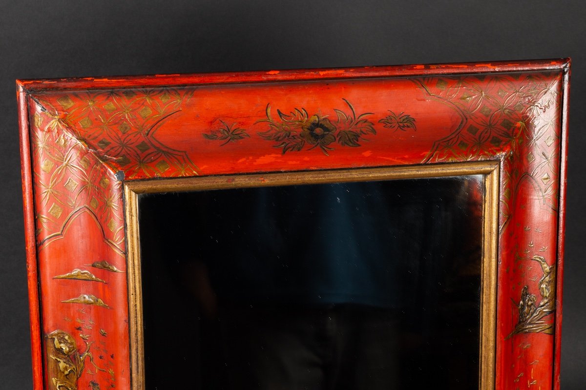 Miroir Chinoiserie, Bois Laqué, France, XIXe Siècle.   -photo-4