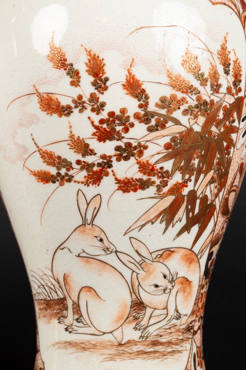 Pair Of Vases With Animals, Kutani, Shusei - Seizan, Japan, Meiji Era (1868-1912)-photo-6