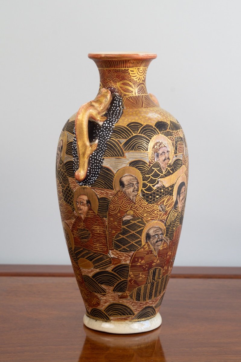  Vase Avec Personnages, Satsuma, Japon, ère Meiji (1868-1912), Signé. -photo-1