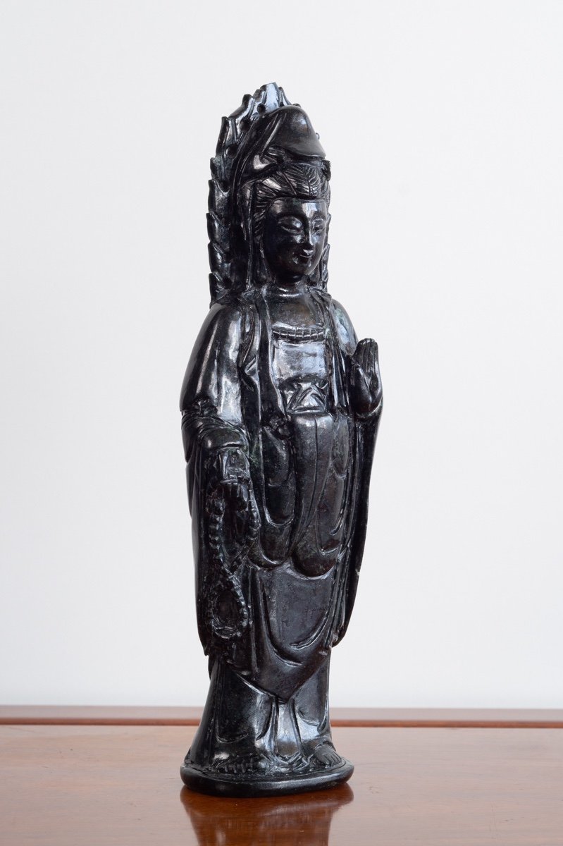 Guanyin, Serpenite, Chine, XIXe/XXe Siècle -photo-2