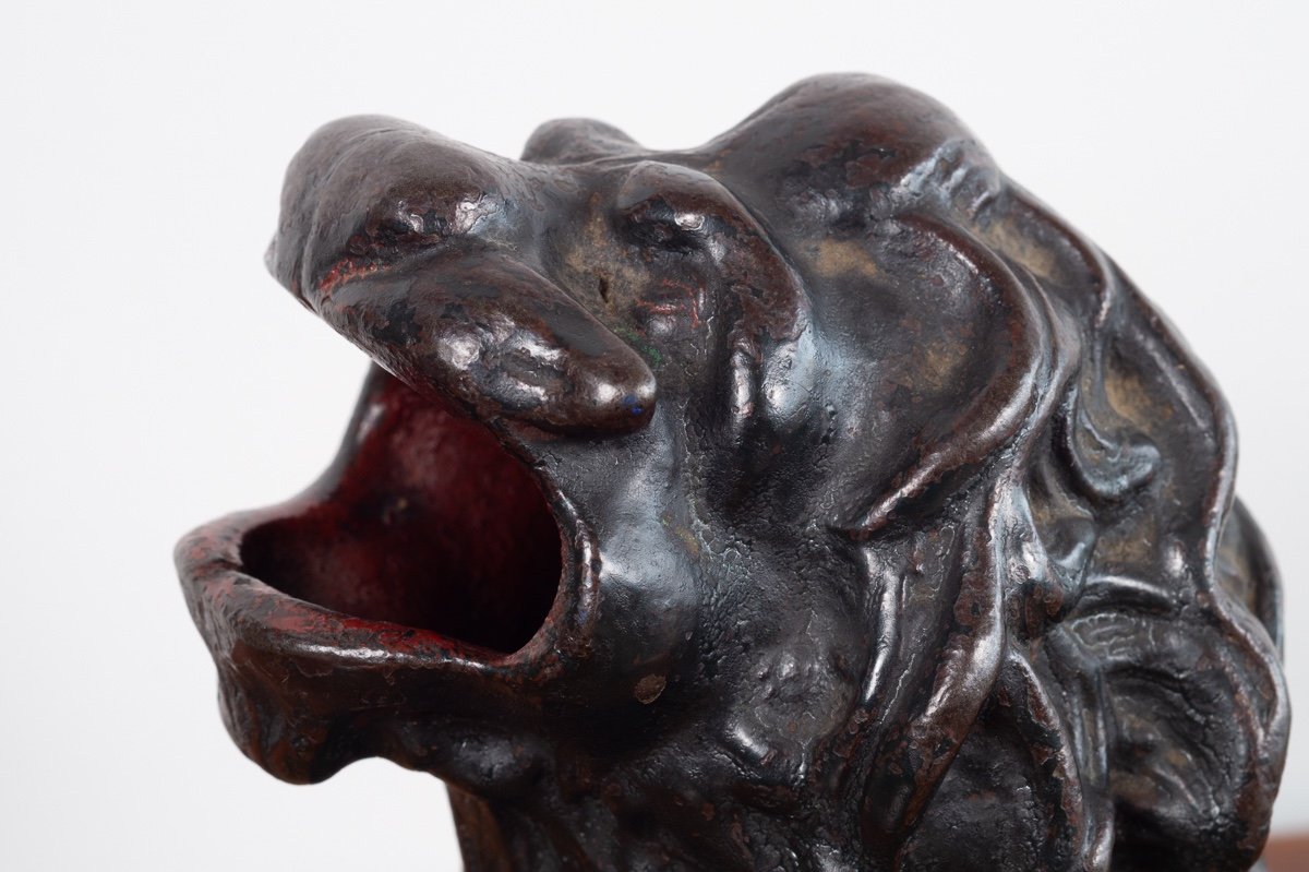 Lion's Head From The "frog Game", Bronze, France, 18th/19th Century.-photo-6