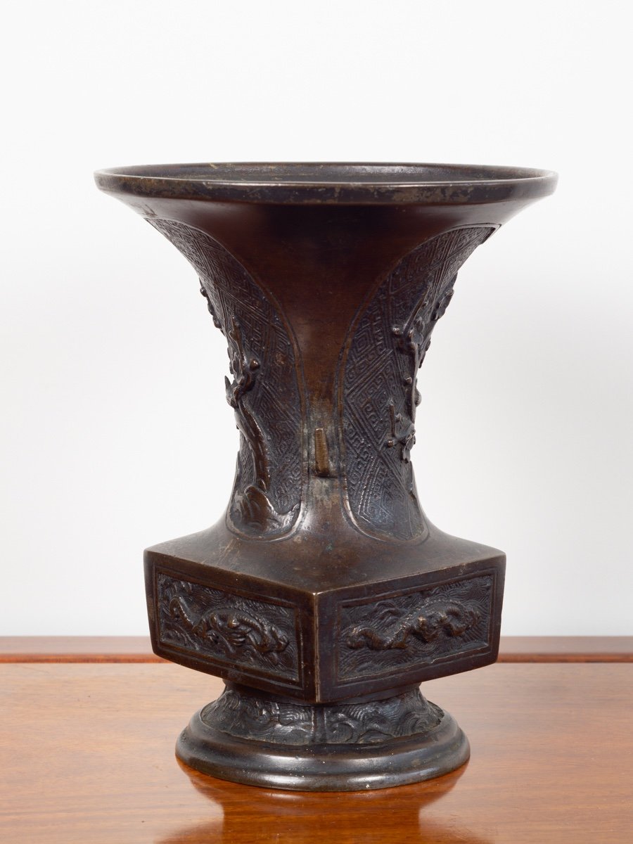 Vase En Bronze, Chine, Dynastie Qing, XVIIIe/XIXe Siècle. -photo-3