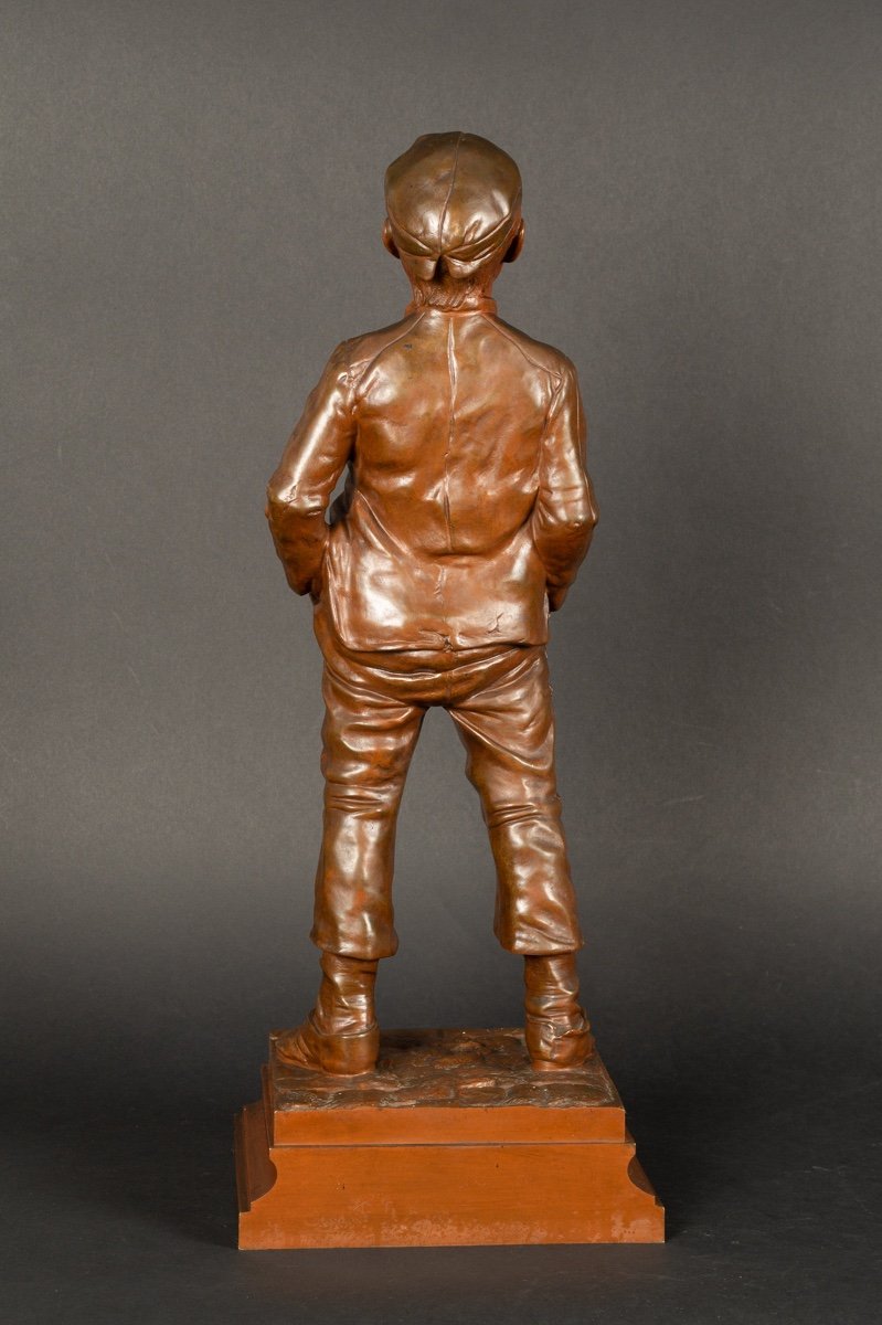 Garçon Siffleur, Halfdan Hertzberg (1857-1890), Bronze, Fin Du XIXe Siècle-photo-4