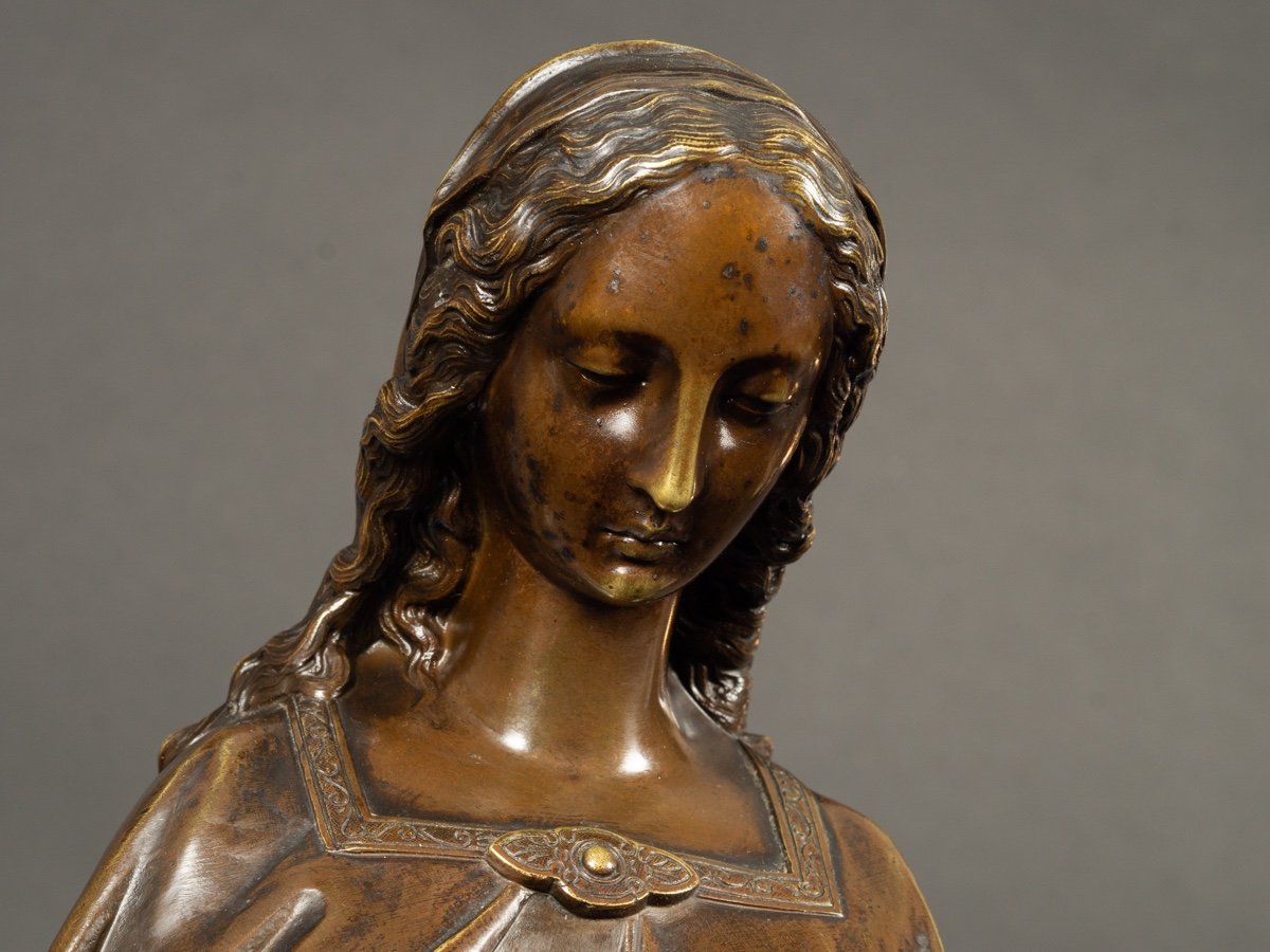 Vierge à l'Enfant, Jean-jules Salmson (1823 - 1902), Bronze, France, XIXème Siècle-photo-3