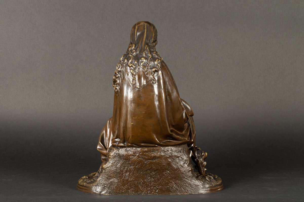 Vierge à l'Enfant, Jean-jules Salmson (1823 - 1902), Bronze, France, XIXème Siècle-photo-7