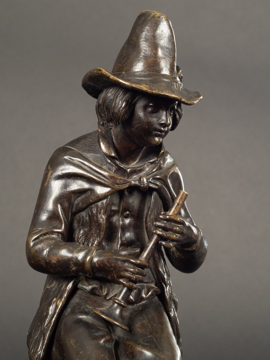 Shepherd / Musician, Victor Evrard (1807-1877), Bronze, 19th Century.-photo-3