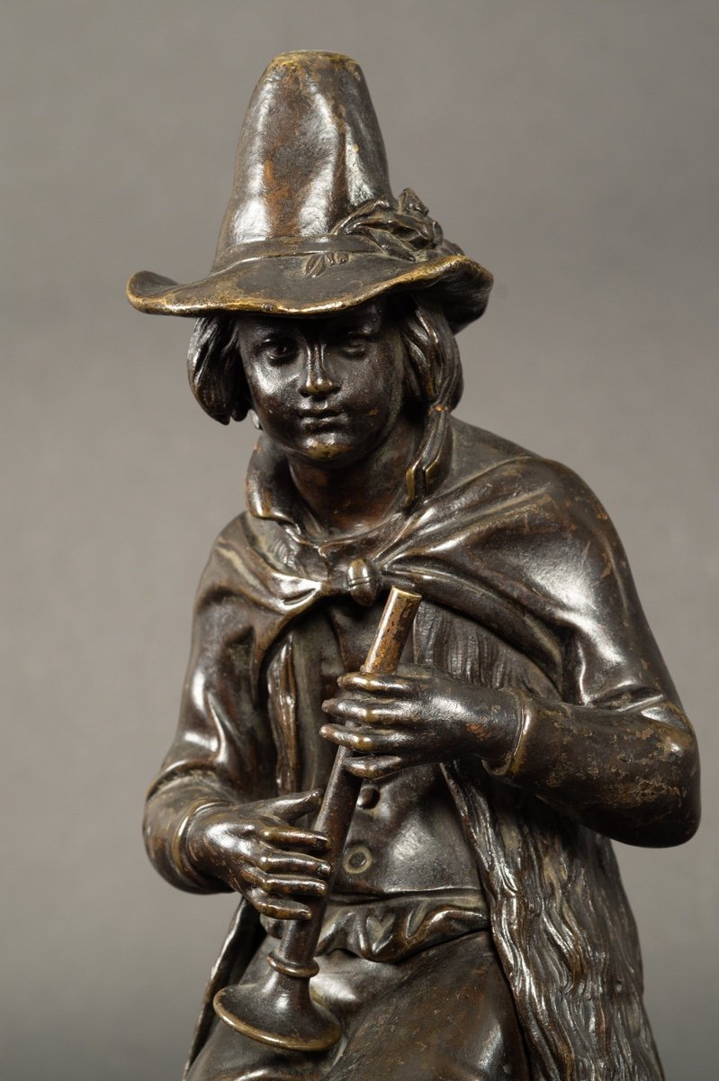 Shepherd / Musician, Victor Evrard (1807-1877), Bronze, 19th Century.-photo-4