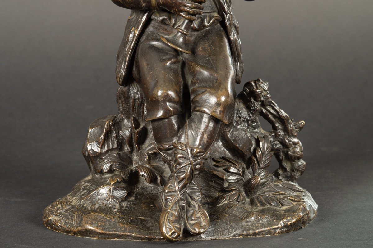 Shepherd / Musician, Victor Evrard (1807-1877), Bronze, 19th Century.-photo-5