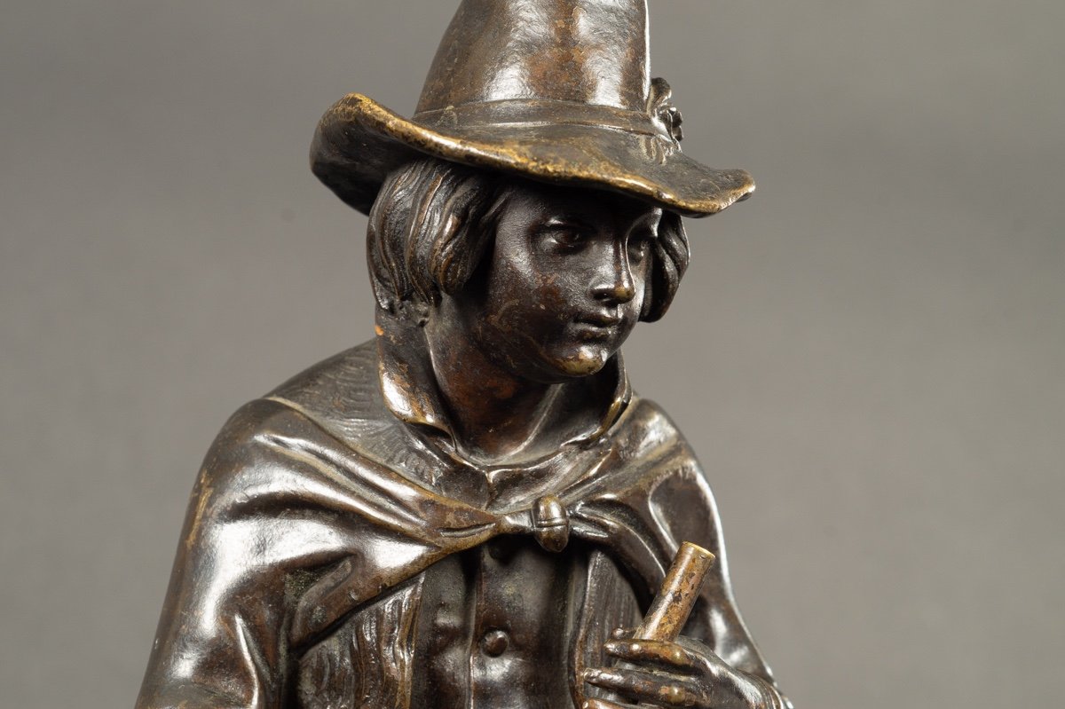 Shepherd / Musician, Victor Evrard (1807-1877), Bronze, 19th Century.-photo-6