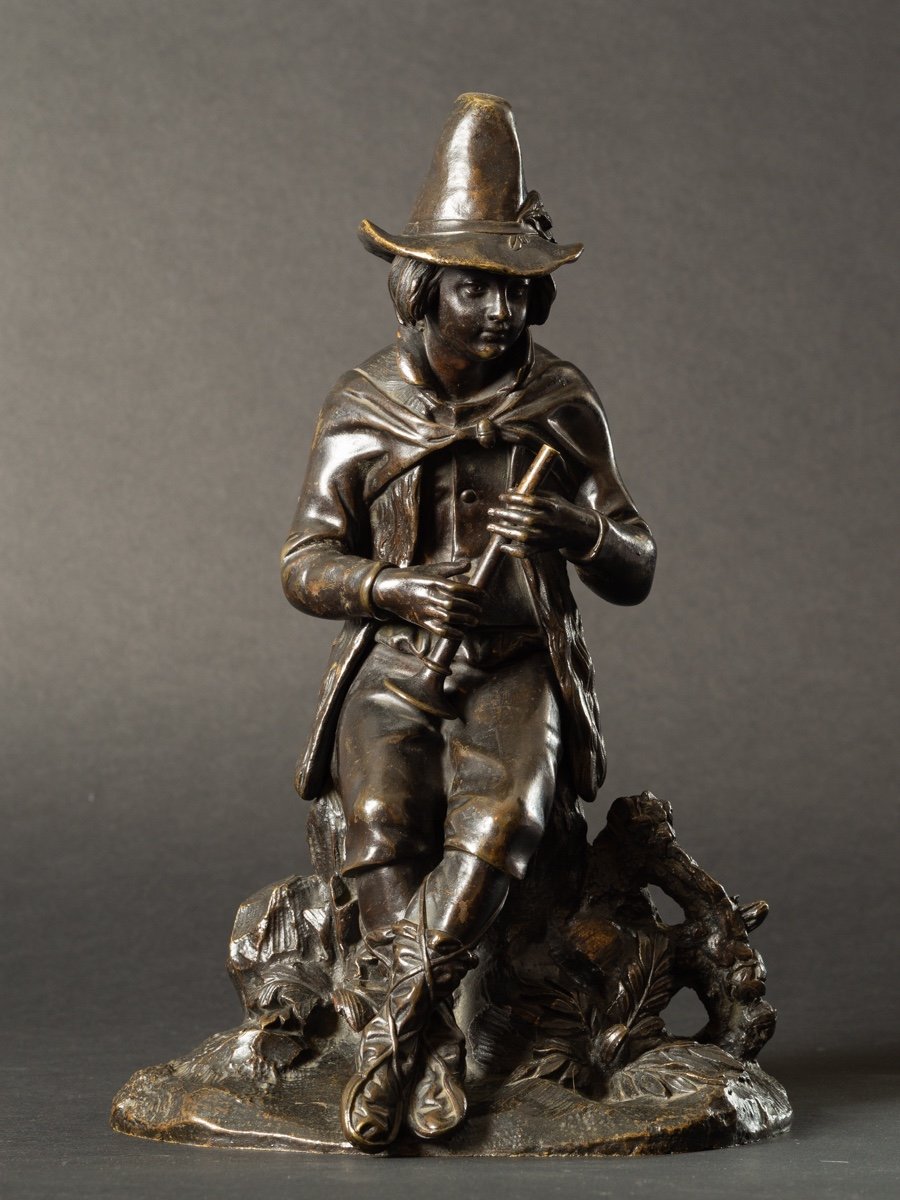 Shepherd / Musician, Victor Evrard (1807-1877), Bronze, 19th Century.