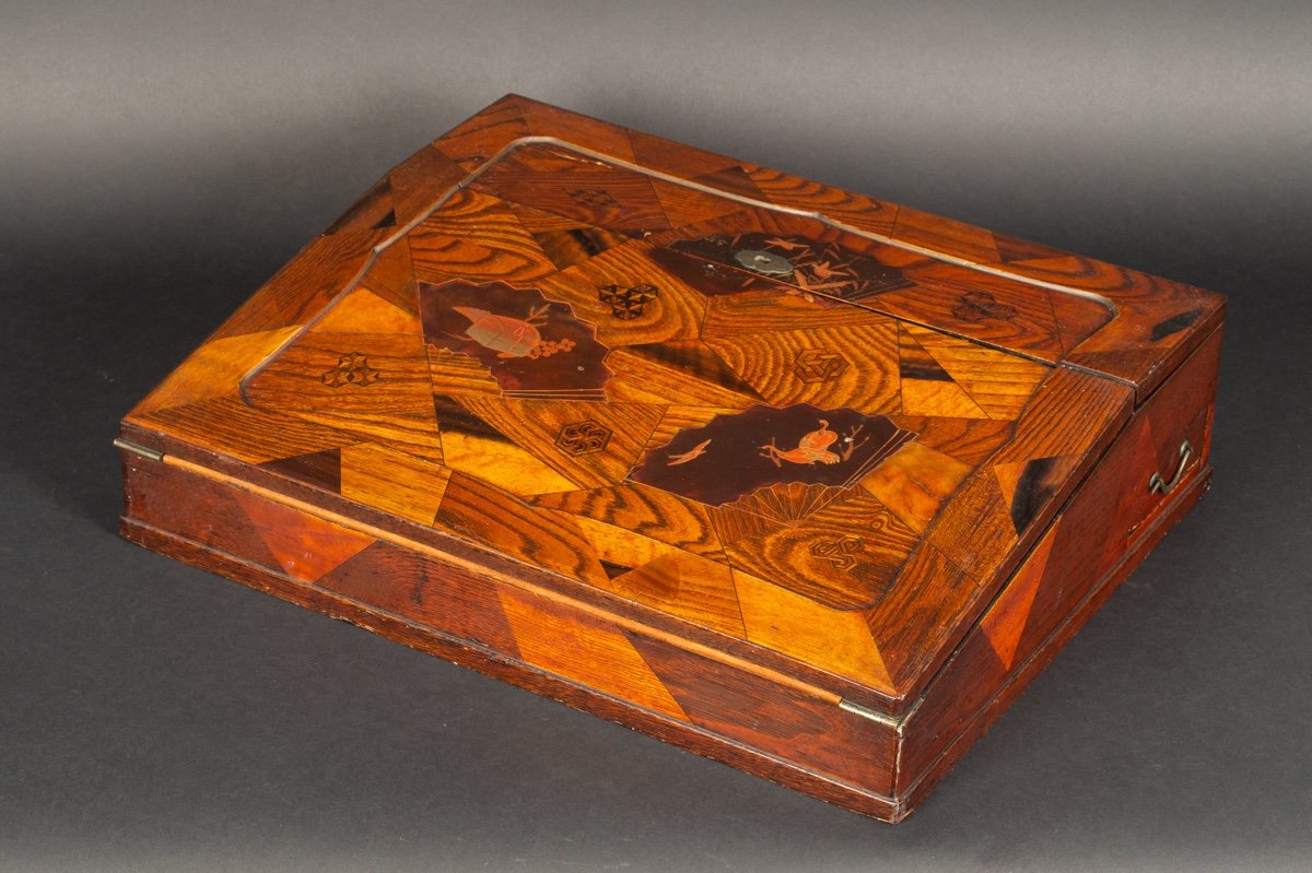 Marquetry Travel Secretary, Japan, Meiji Era (1868-1912).