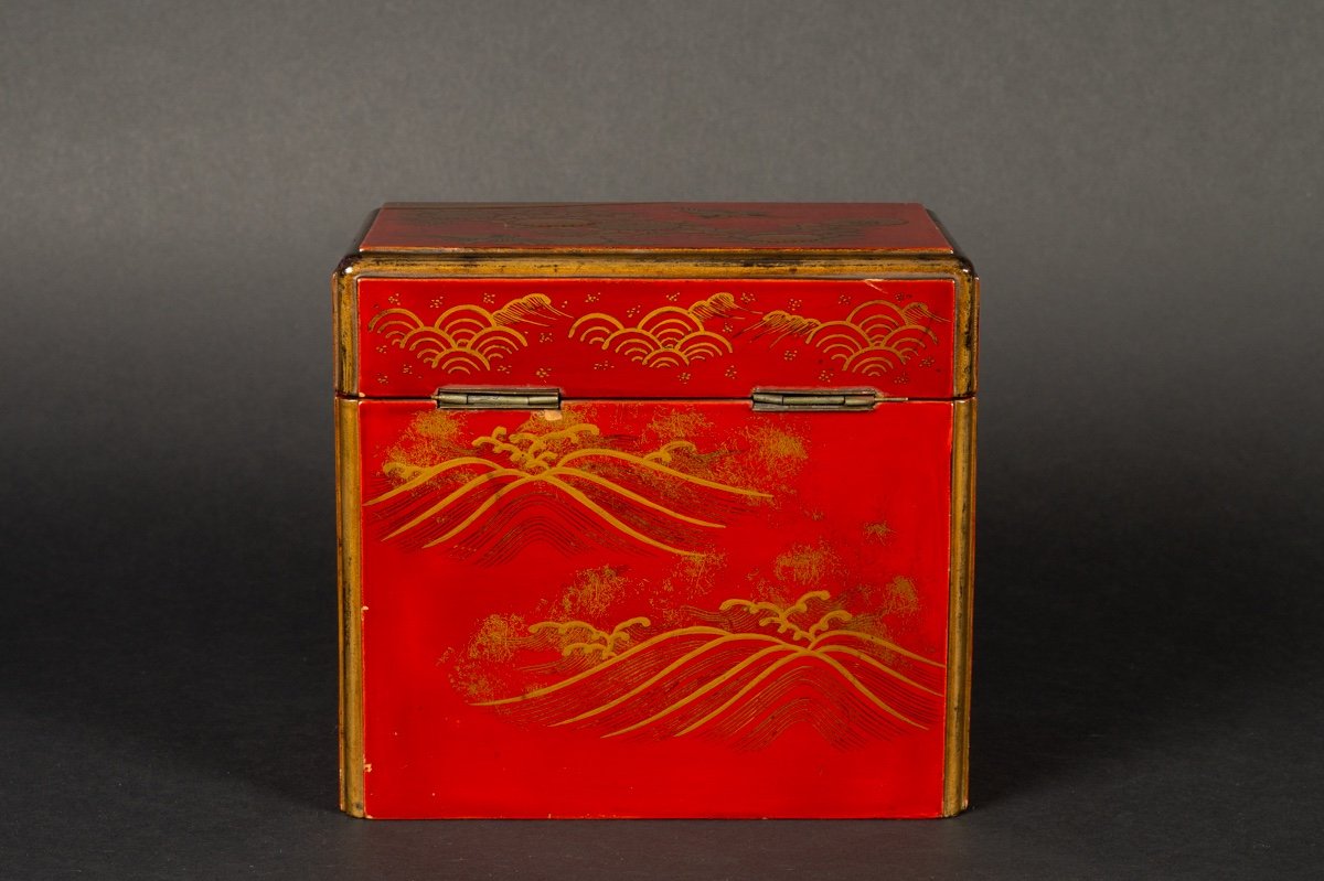 Coffret Laqué Avec Des Grues, Japon, ère Meiji (1868-1912).-photo-4