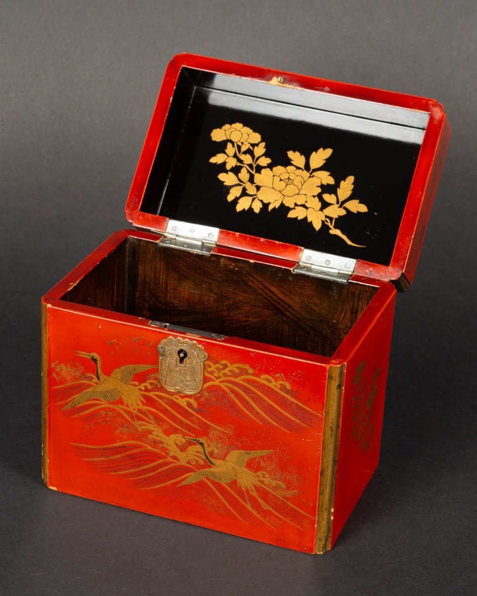 Coffret Laqué Avec Des Grues, Japon, ère Meiji (1868-1912).-photo-5