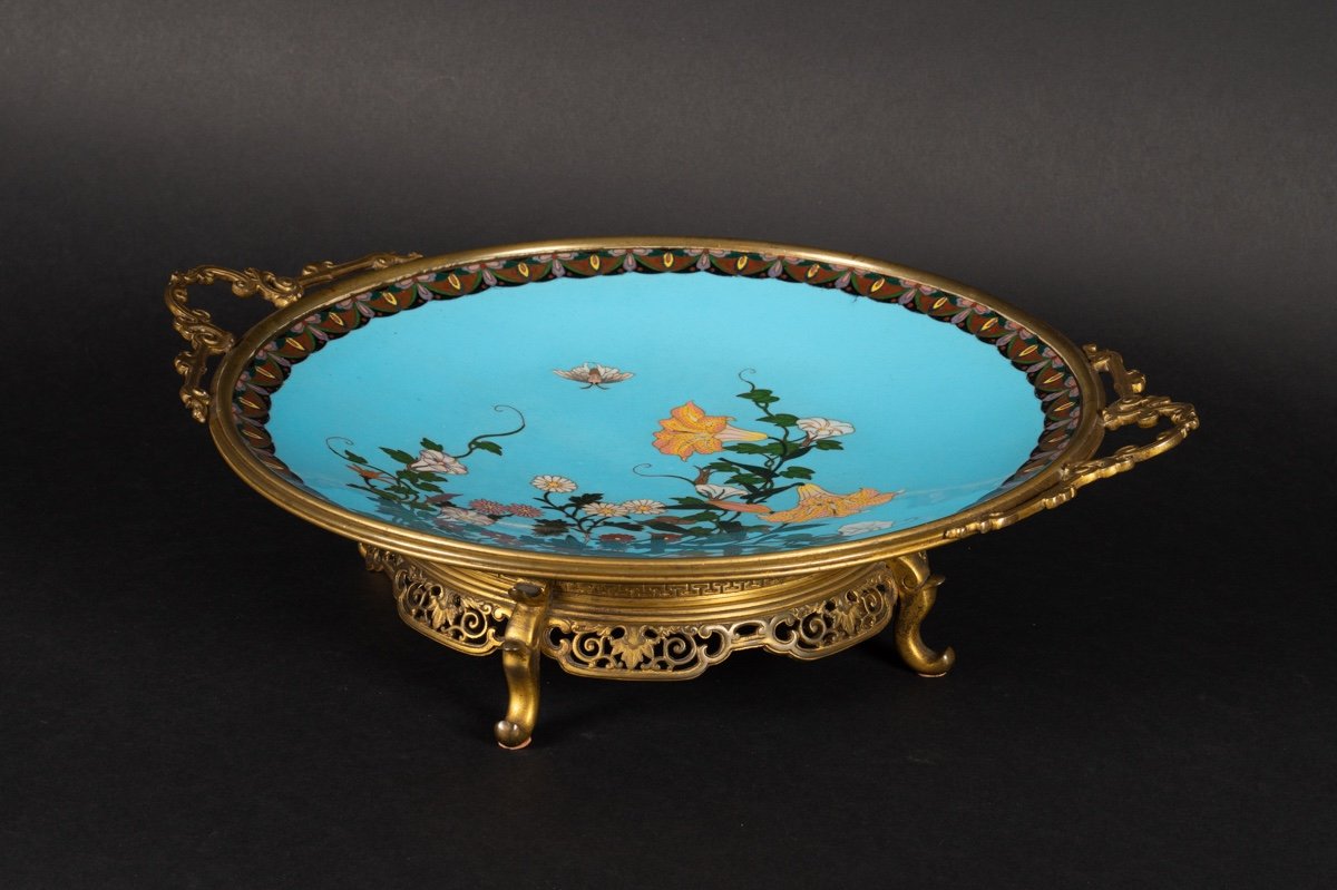 Cloisonne Dish With Gilt Bronze Mount, Japan, Meiji Era (1868-1912)-photo-2