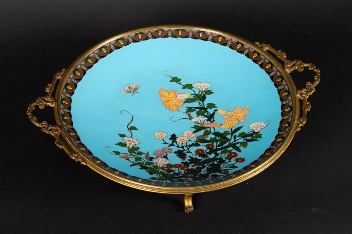 Cloisonne Dish With Gilt Bronze Mount, Japan, Meiji Era (1868-1912)-photo-3