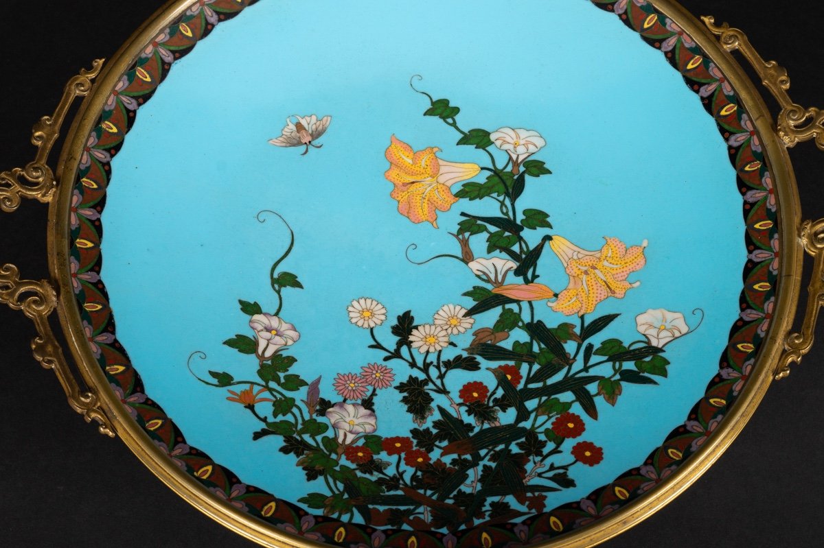 Cloisonne Dish With Gilt Bronze Mount, Japan, Meiji Era (1868-1912)-photo-4